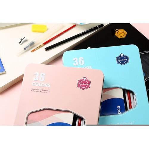 High Quality 36 Color Solid Watercolor Gouache Beginners Painting Pigment W/ Portable Water Color Pigment Drawing Gifts Box