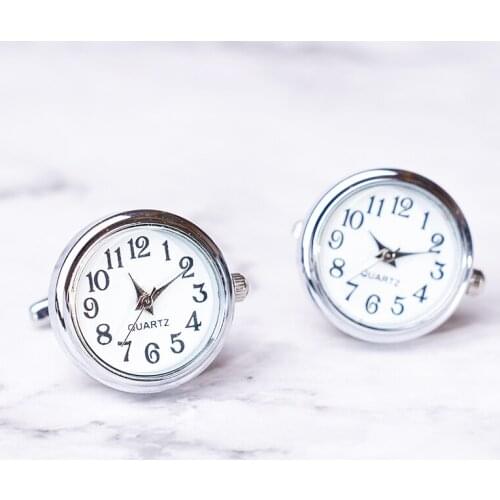 High Quality Functional Watch Cufflinks Real Mechanical Clock Cuff Button Silver Plated Jewelry For Mens Shirt Business Wedding