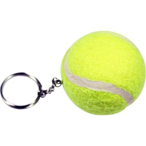 Yellow 4 cm diameter elastic foam tennis ball key ring keyring pendant
