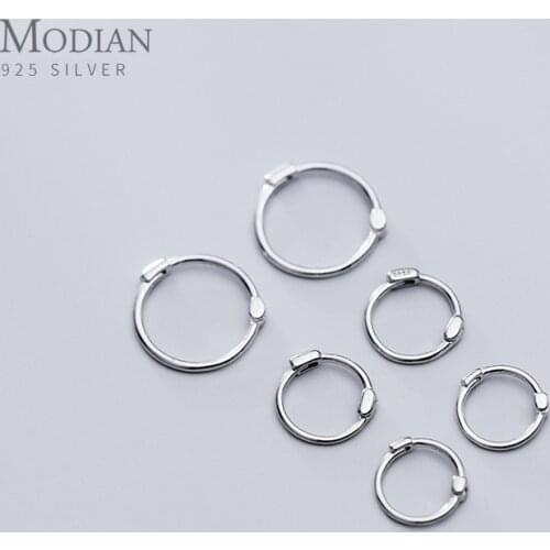 Modian Classic Authentic 925 Sterling Silver Round Hoop Earring for Women Simple Geometric Earring Fashion Fine Jewelry