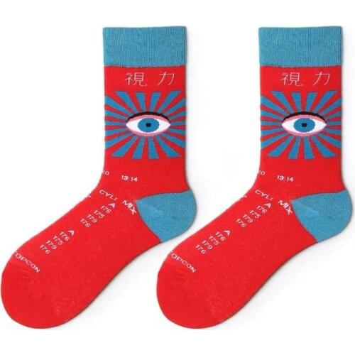 Autumn New College Wind Streetwear Cartoon Eye Print Fashion Socks women