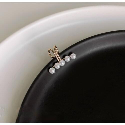 VSnow Statement Vintage Pearl Metallic Clip Earring for Women Girls Exquisite Gold Color Hollow Out Earring Jewelry Pendientes