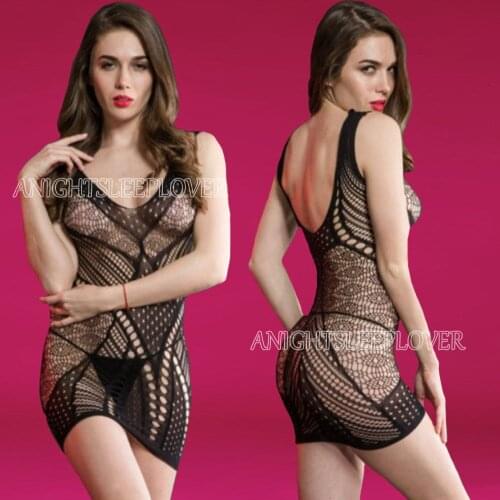 Women Fishnet Sexy Club Two Pieces Dress Skinny Vestido Mesh Catsuit Hot Erotic Teddies Transparent Midi Dresses