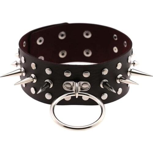 ZIMNO Surround Spike Rivets Sexy Cool Stuff Gothic Collar Steampunk Necklaces Women Men Chokers Leather Goth Punk Egirl Jewelery