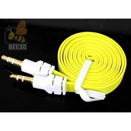 1M 3FT 3.5mm color noodle Male To Male Stereo Audio Car AUX Auxiliary Cable Cord Lead For iPhone Samsung Galaxy S3 S4 Note3 500p