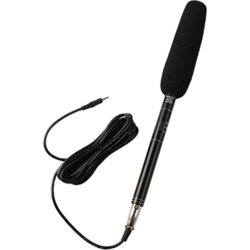 1 Pc News Interview Microphone Dual Channel Wired Microphone SLR DV Camera Outdoor Live Broadcast Microphone Black