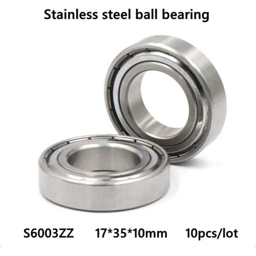 10pcs/lot ABEC-5 S6003ZZ 17x35x10mm Stainless steel bearing Double metal shielded cover Deep Groove Ball bearing