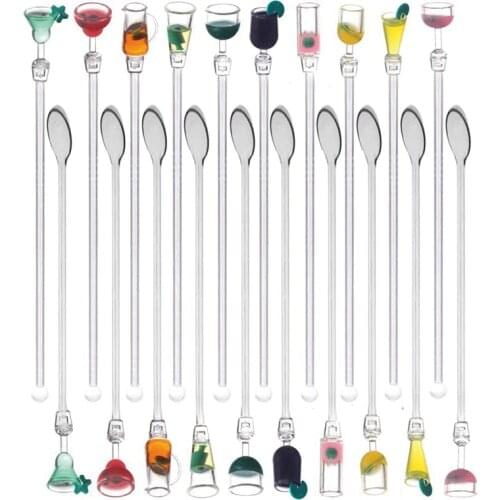 20 Pcs Cocktail Stirrers Acrylic Tropical Chic Bar Spoon for Juice Milkshakes Ice Cream Coffee