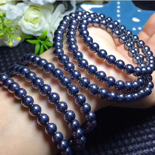 6mm 8mm Natural Terahertz Wave Gems Crystal Stretch Round Bead 108 Prayer Beads Bracelets For Women Men Drop Shipping