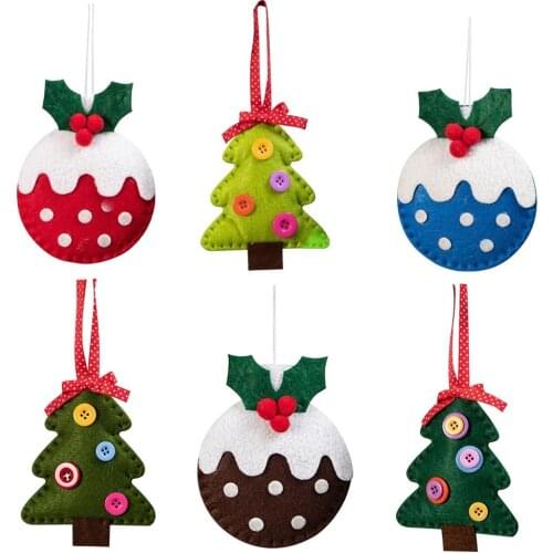 6PCS Christmas Tree Felt Pendant Durable Christmas Pendants Ornaments Christmas Window Ceiling Furniture Decoration