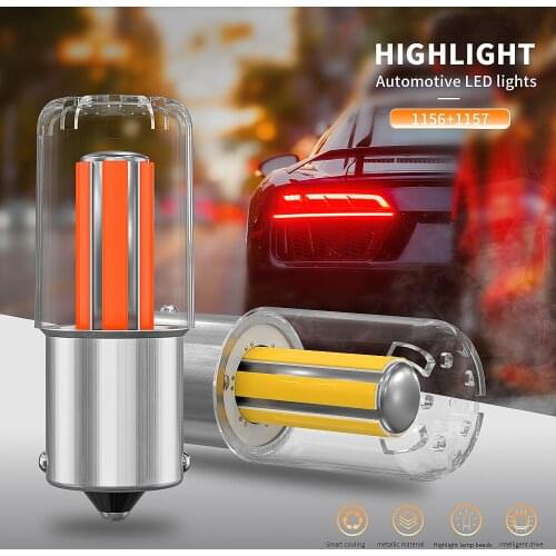 6-Sided COB 1156 1157 BA15S BAY15D P21/5W LED Bulbs Filament Brake Reverse Lights Turn Signal Lamp Tail Bulbs White Yellow Red