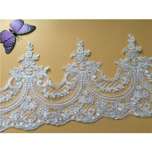 9Yards Retro Floral Embroidered Lace Trim Edge DIY Wedding Fabric Ribbon Bridal Veils Patch Pattern Free Shipping