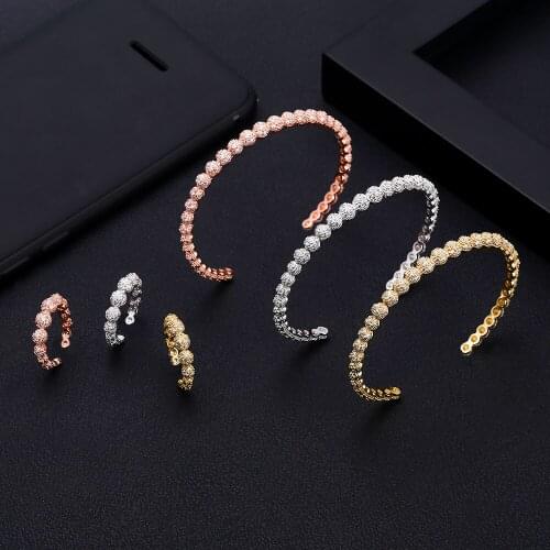 Accking Luxury Bangle Ring Sets Fashion Dubai Silver Bridal Jewelry Sets For Women Wedding accessory