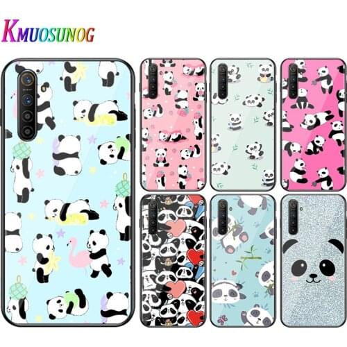 For OPPO A5 A9 2020 F7 Phone Cover Cartoon cute panda for OPPO Reno 2 Z 2Z 2F 3 4 Pro 5G Bright Black Phone Case