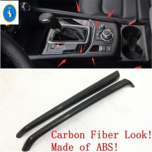 Interior Refit Stalls Gear Shift Decorative Strip Cover Trim For Mazda CX-5 CX5 2017 - 2021 / ABS Carbon Fiber Auto Accessory