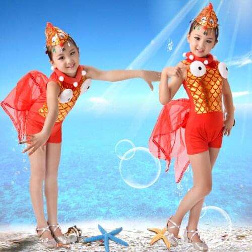 Childrens fish costumes for girls goldfish clothing kindergarten performance clothes animal dance costumes festival dance
