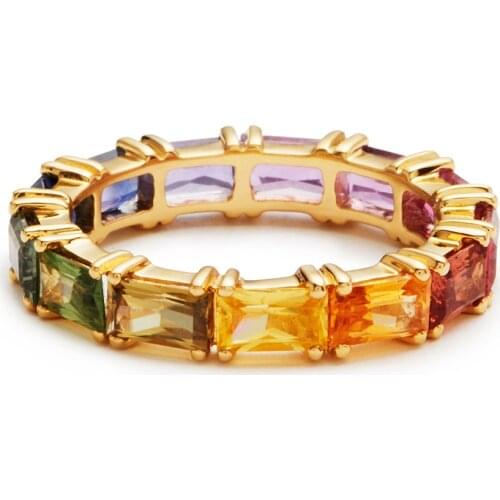 Huitan Rainbow Color Women Band Rings Simple Stylish Girl Dance Party Accessories Daily Wearable Fashion Rings Jewelry Drop Ship