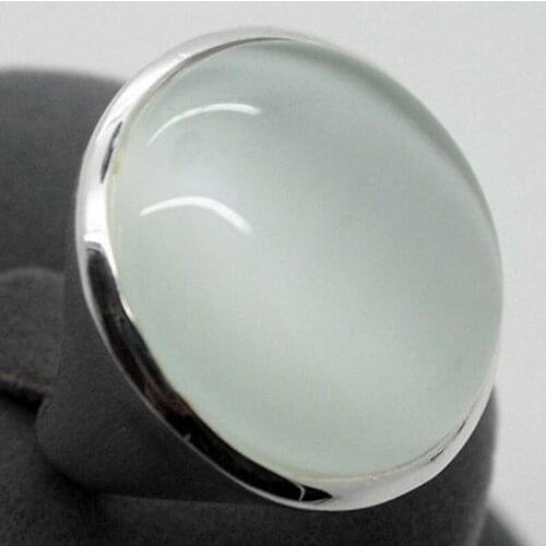 Free shipping Rare White Opal Cat Eye 24mm 925 Sterling Silver Jewelry Ring Size 7/8/9/10