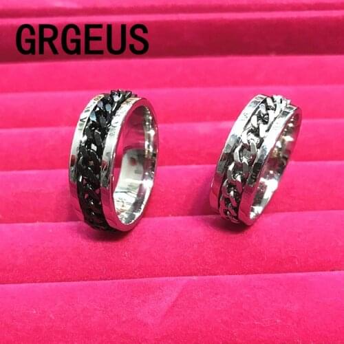 Spinner Rings Greek Pattern Titanium Steel Wedding Band Ring Party Men Women 8mm Wide Fashion Turnable Jewelry