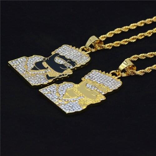 Cuba chain jewelry hot sale Necklace hip hop water portrait Necklace European and American fashion brand hiphop Pendant