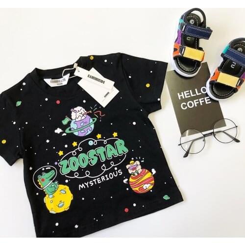 Tonytaobaby New Summer Cartoon Full of Animal Planet Boys and Girls Short-sleeved Childrens T-shirt