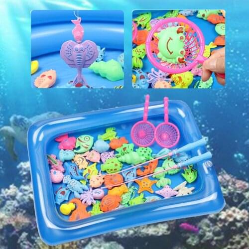 Magnetic Fishing Toys Childrens Magnetic Fishing Game Parent-child Interactive Toys Fun Safe Inflatable Toddler Water Toy