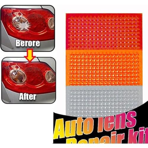 DIY Grid Pattern Auto Lens Repair Kit Quick Fix A Cracked Broken Tail Light Smooth Surface Polish Red Amber Clear Color