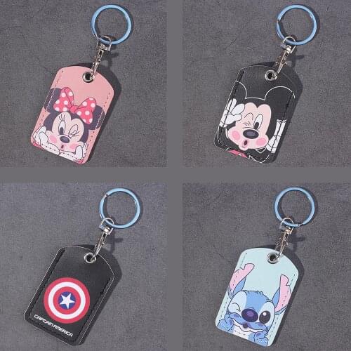Anime Disney Mickey Mouse Access Control Card Set Cartoon Spiderman Holder Campus Card Bag Stitch Mini Id Card Shell Set Gifts