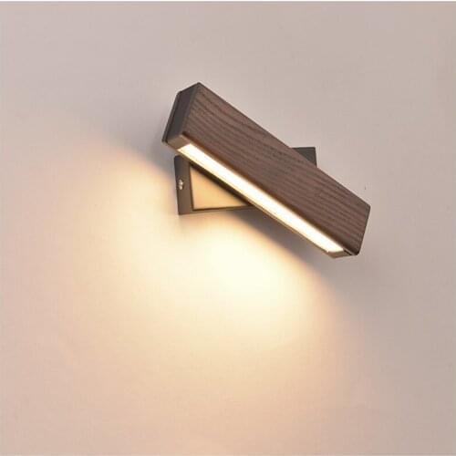 Nordic Bedroom Bedside Wall Lamp Solid Wood Aisle Simple Modern Creative Rotating Light Reading LED Wall Lamp Free Shipping