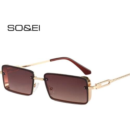 SO&EI Square Women Sunglasses Vintage Blue Gradient Eyewear Fashion Men Small Rectangle Sun Glasses Shades UV400