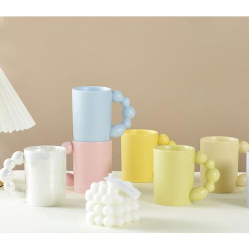 Personalized Coffee Cups Handmade Ceramic Ball Handle Mugs Cute Milk Water Mug Funny Tea Cup Kitchen Drinkware Gift For Her Girl