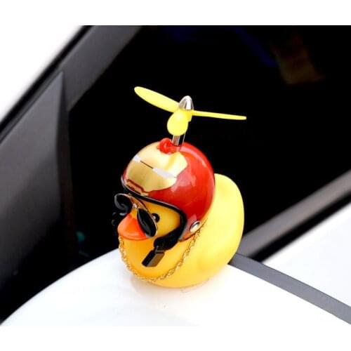 Rubber Duck Toy Car Ornaments Yellow Duck Car Dashboard Decorations with Propeller Helmet for Adults, Kids, Women, Men