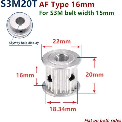 S3M 19 20 22 Teeth S3M AF type Timing Pulley for Width 15mm S3M synchronous belt S3M Belt pulley Wheel Gear 20Teeth