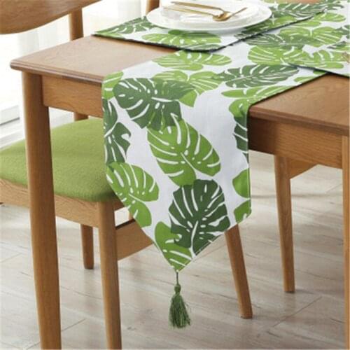 SBB Europe modern luxury Countryside fresh Canvas cloth table flag Plant leaves dining room decorate Table Runners Dinner Mats