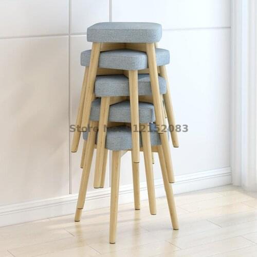 Nordic solid wood leg small stool dining stool square stool fabric dressing stool makeup stool wooden stool home stool desk chai