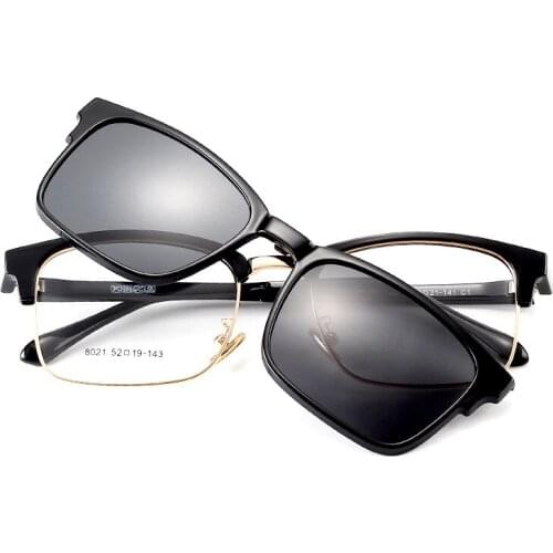 Vintage Polarized Sunglasses Men Magnetic Clip on Sun Glasses Women UV400 TR90 Square Optical Prescription Eyeglasses Frame Male