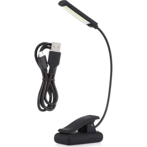 USB Battery Clip on Book Reading LED Light 6W COB Flexible Arm Stand Lamp for Laptop Notebook Working Portable Night Light LESHP