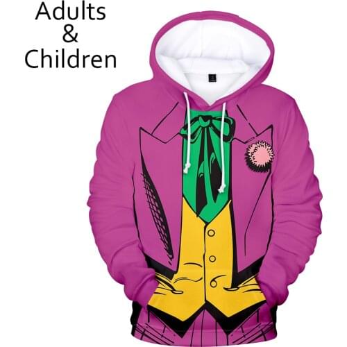 Joker 3D Hoodies Men Sweatshirt Women Fashion Kids Pullovers Casual Joker Boys Girls Casual Purple Hooded Coats