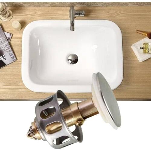 Universal Wash Basin Bounce Drain Plug Pop-up Bathroom Sink Draining Filter Basket for Home Kitchen Basin Strainer