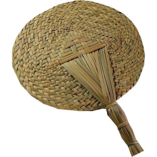 High quality Pu fan grass weaving craft fan pure manual grass fan classic ordinary props fan hand fan hand made fabric fans