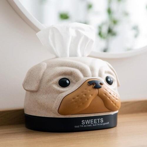 Funny Dog Head Tissue Box Paper Towel Tissue Case Cartoon Cute Household Table Car Decor Napkin Handkerchief Container Supplies