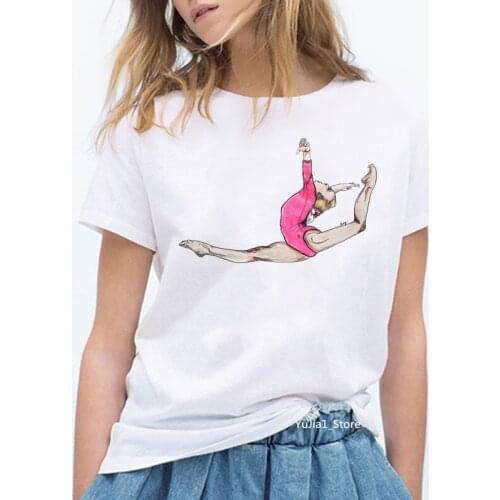 Fashion new ballet dance printing high-quality girls round neck T-shirt casual clothing summer comfortable hip-hop T-shirt