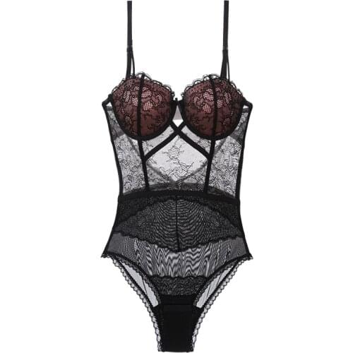 Sleeveless Lace Bodysuit For Women Sexy Lingerie Bustier Corset Female Jumpsuit Womens Bodysuits Top Shapewear Romper Red Black
