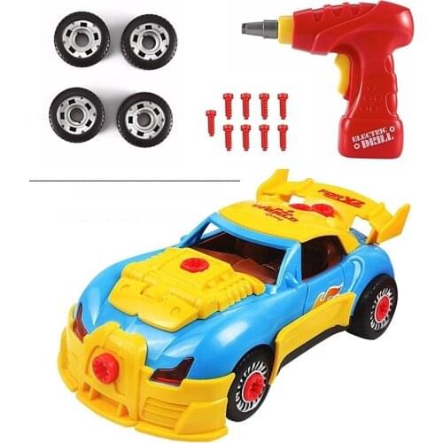 2-In-1 Drill Screws Take Apart Racing Car Kit Model Toys For Children Kids Diy Assembly Block Car Toy With Realistic Light Sound