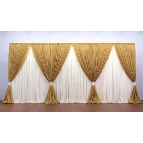 3M x 6M White Wedding Backdrop with coffee drapes wedding Decoration stage curtain
