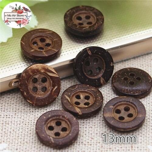 50pcs Coconut buttons natural wooden buttons crafts and scrapbooking sewing accessories botone 13mm