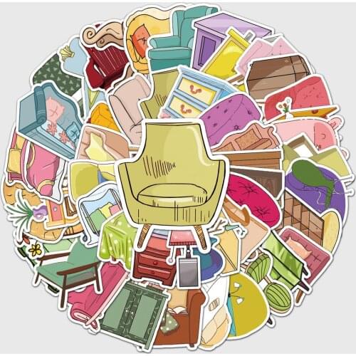 50Pcs Cool Furniture Stickers for Laptop Luggage Water Bottle Car Bike Motorcycle Kids Graffiti Vinyl Sticker
