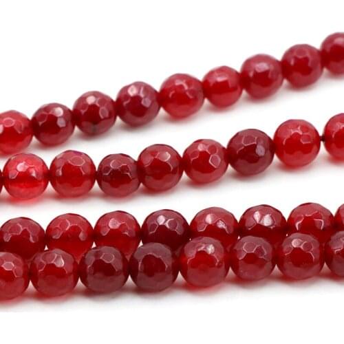 8mm Faceted red chalcedony stones loose beads DIY women fashion jewelry making design wholesale and retail 15"