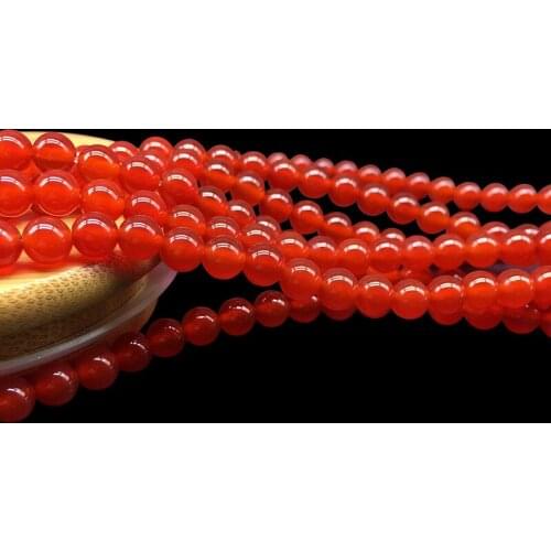 1 Strand Natural Chinese Red Agates Beads Natural Round Stone Beads For DIY Jewelry Making Manual Accessories Spacer Findings
