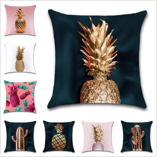 Pineapple cactus decorative White fabric Cushion Cover Decor chair Home sofa coffee shop seat friend kids room gift pillowcase